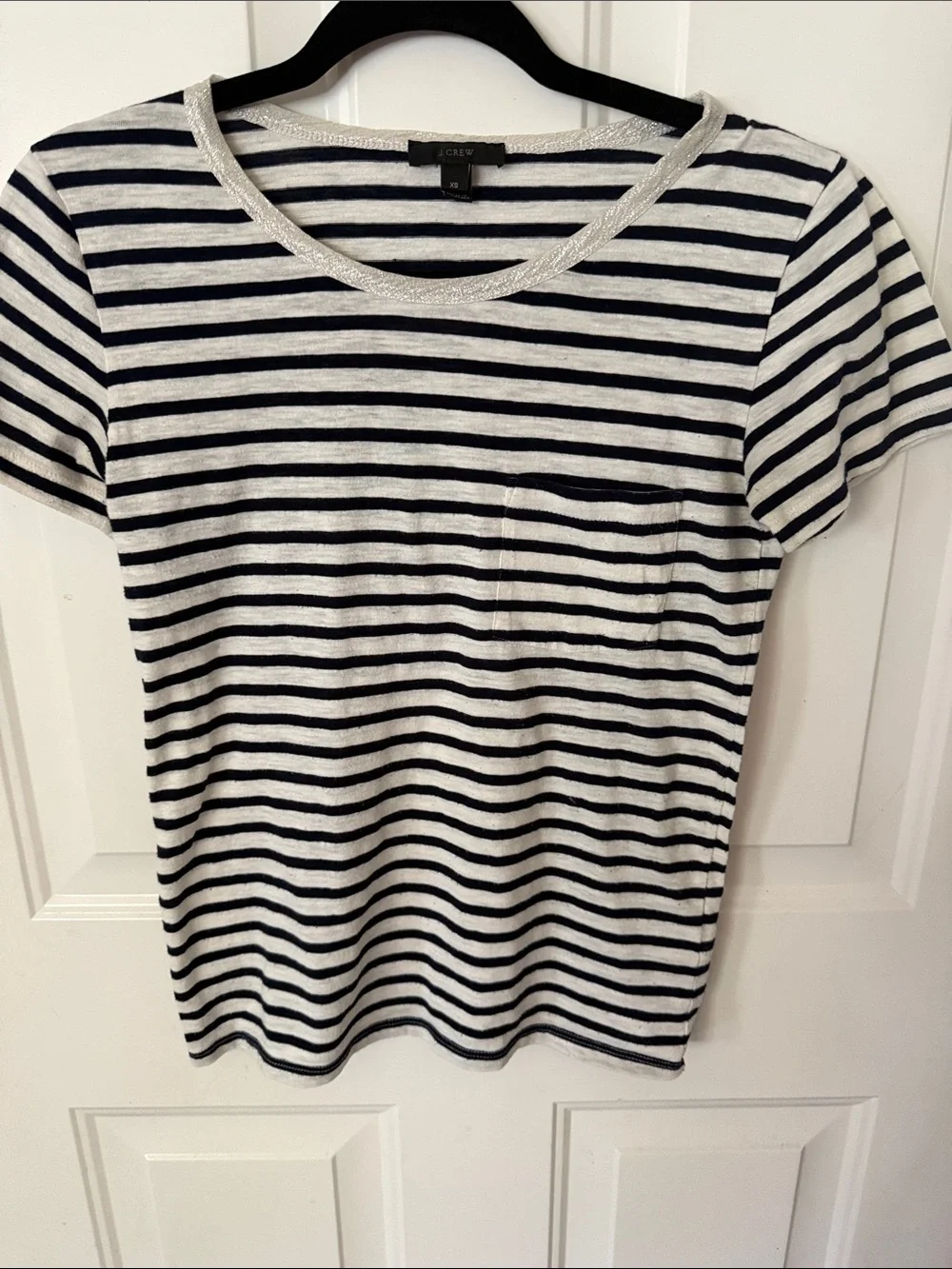 J. Crew Navy and White Striped Short Sleeve Tee